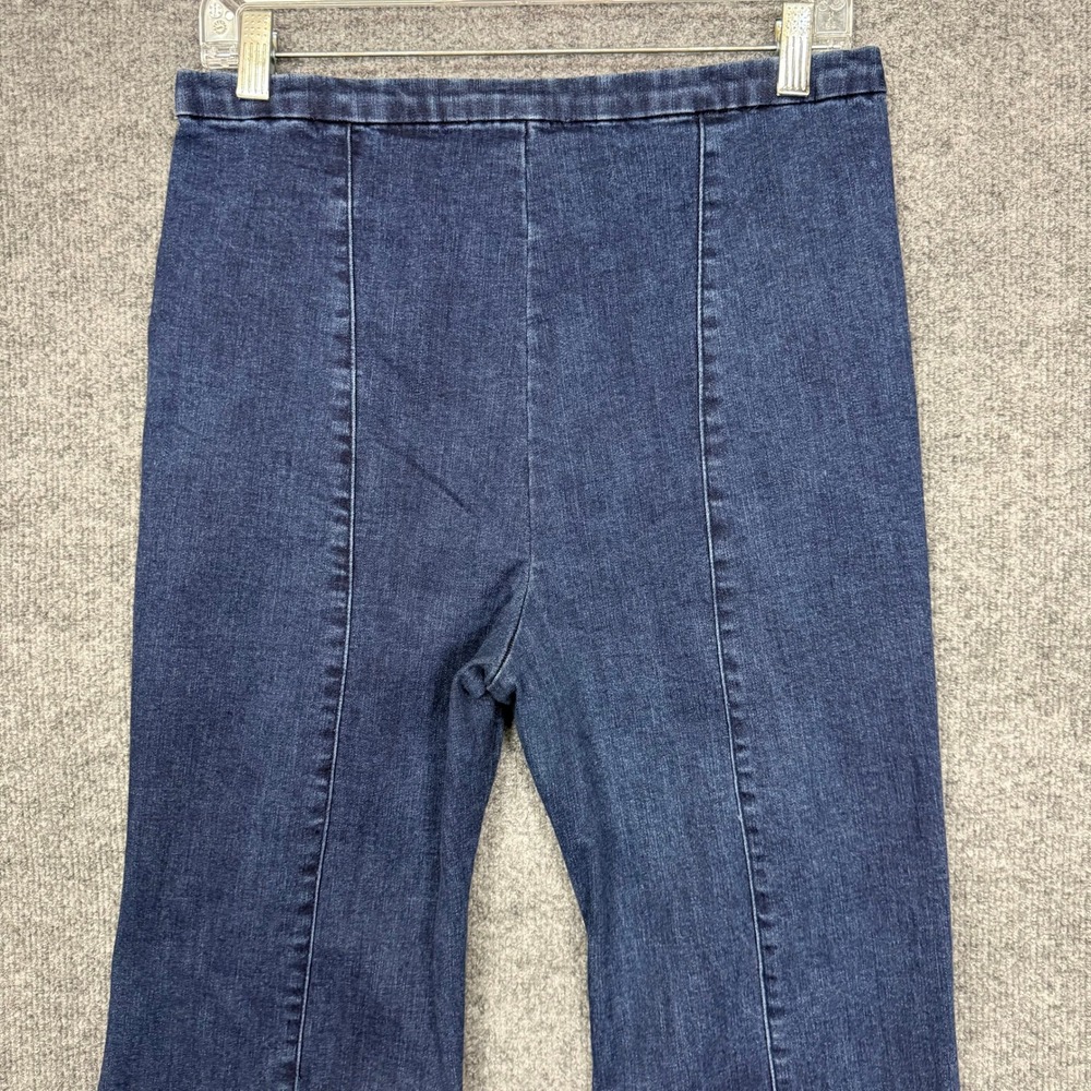 For The Republic Bell Bottom Jeans Womens 10 Blue Dark Wash Raw Hem Side Zip - Picture 5 of 12